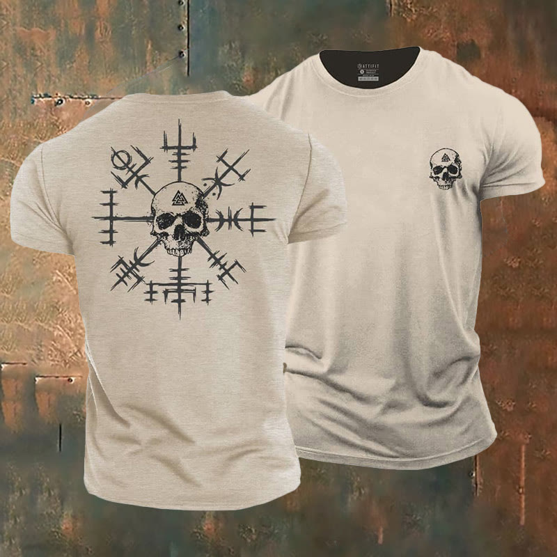 WorldNorse Vegvisir Skull Design T-Shirt - Off-white - US/UK/AU50，EU60 (5XL) - image 2