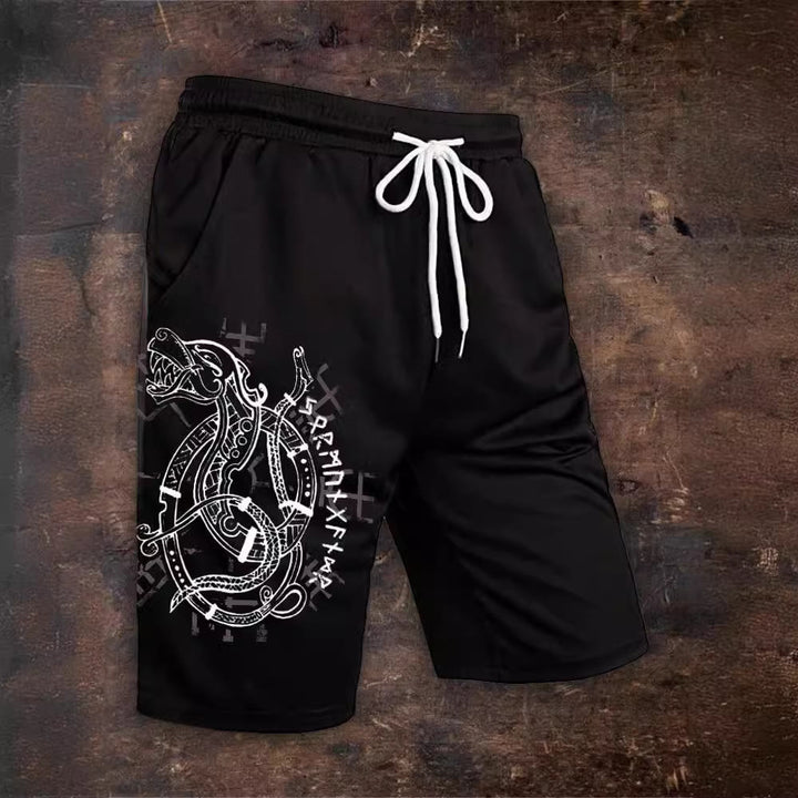 WorldNorse Vegvisir Norse Dragon Rune Casual Shorts