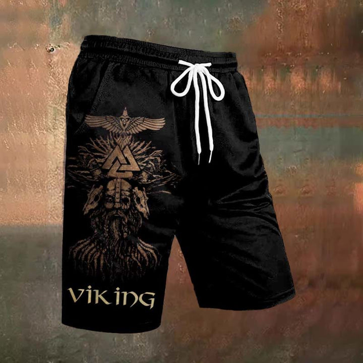 WorldNorse Skull Head Yggdrasil Valknut Casual Shorts