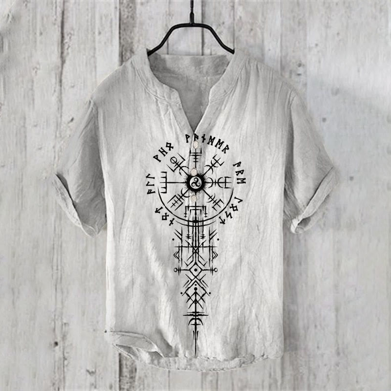 WorldNorse Viking Vegvisir Rune Casual Shirt - US/UK/AU50，EU60 (5XL) - image 1
