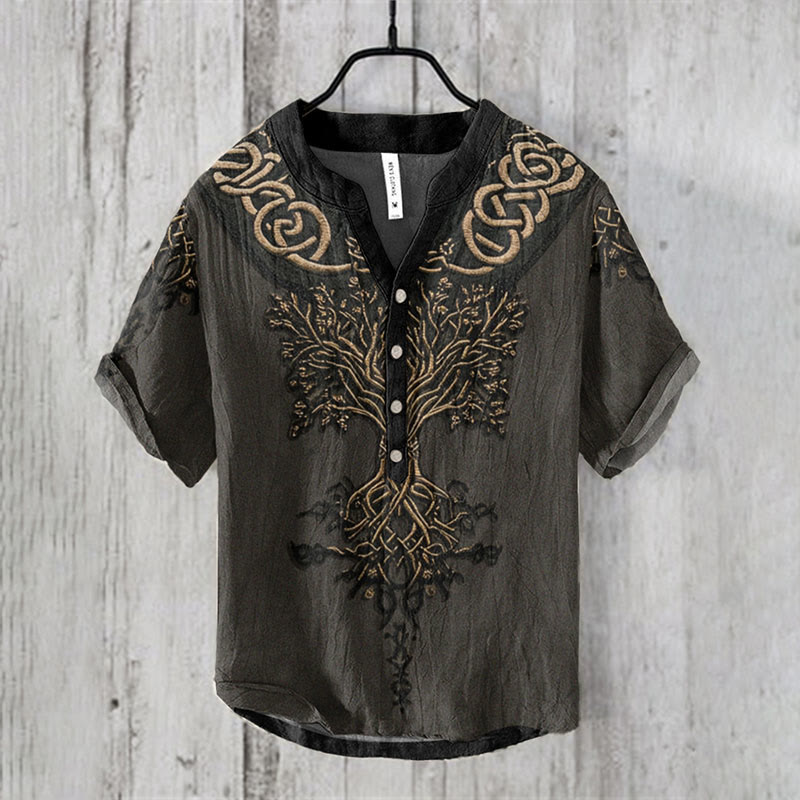 WorldNorse Viking Yggdrasil Slate Black Casual Shirt - US/UK/AU50，EU60 (5XL) - image 1