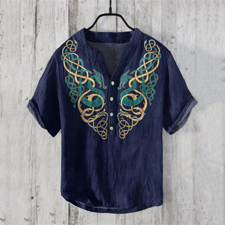 WorldNorse Norse Dragon Coiling Casual Shirt - US/UK/AU50，EU60 (5XL) - image 1