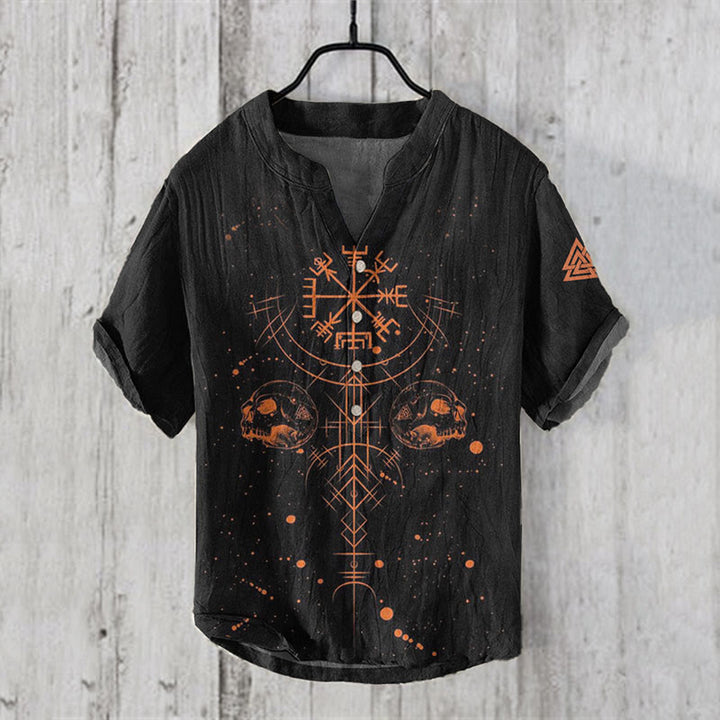 WorldNorse Vegvisir Valknut Skull Head Casual Shirt - US/UK/AU50，EU60 (5XL) - image 0