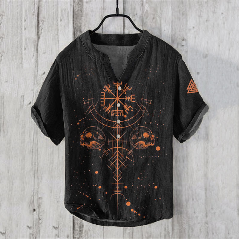 WorldNorse Vegvisir Valknut Skull Head Casual Shirt - US/UK/AU50，EU60 (5XL) - image 1