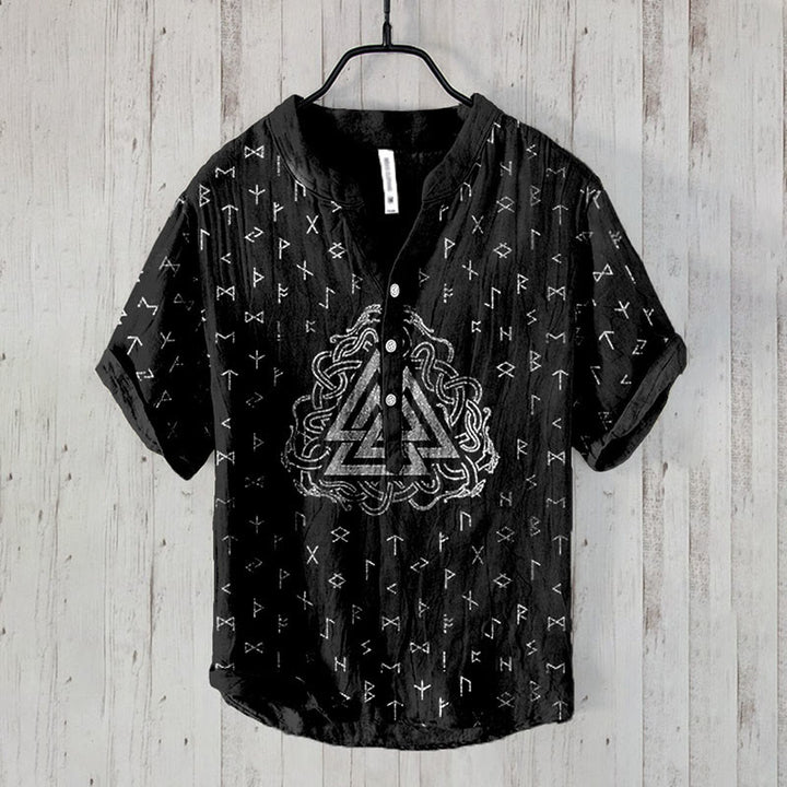 WorldNorse Norse Dragon Coiling Valknut Rune Casual Shirt - Black - US/UK/AU50，EU60 (5XL) - image 1