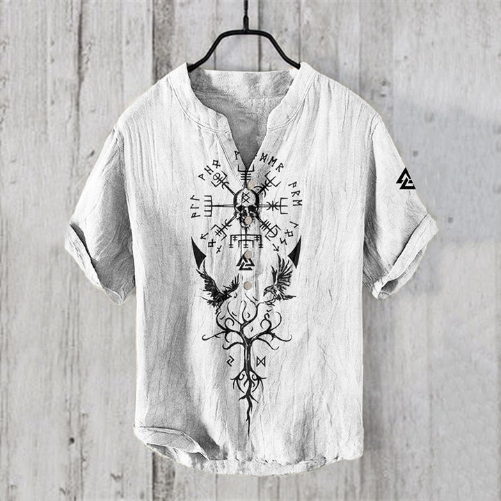 WorldNorse Yggdrasil Skull Head Vegvisir Casual Shirt - US/UK/AU50，EU60 (5XL) - image 1