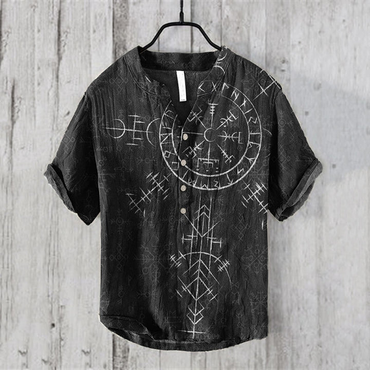 WorldNorse Vegvisir Radiating Rune Pattern Printed Casual Shirt - US/UK/AU50，EU60 (5XL) - image 0