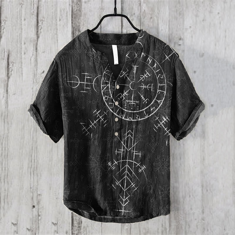 WorldNorse Vegvisir Radiating Rune Pattern Printed Casual Shirt - US/UK/AU50，EU60 (5XL) - image 1