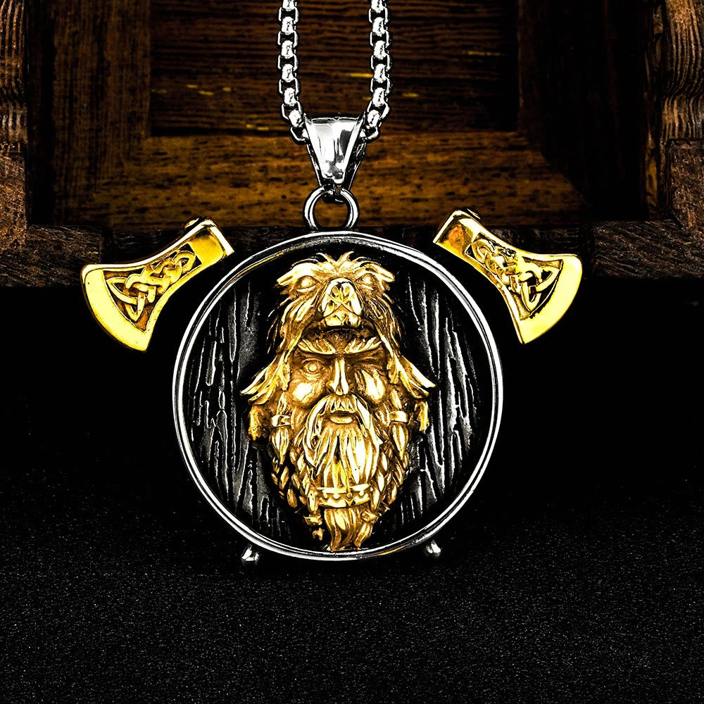 WorldNorse Helm of Awe Viking Battle Axe Necklace - Gold - image 0