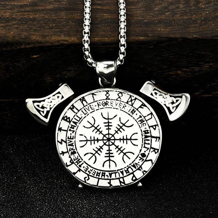 WorldNorse Helm of Awe Viking Battle Axe Necklace