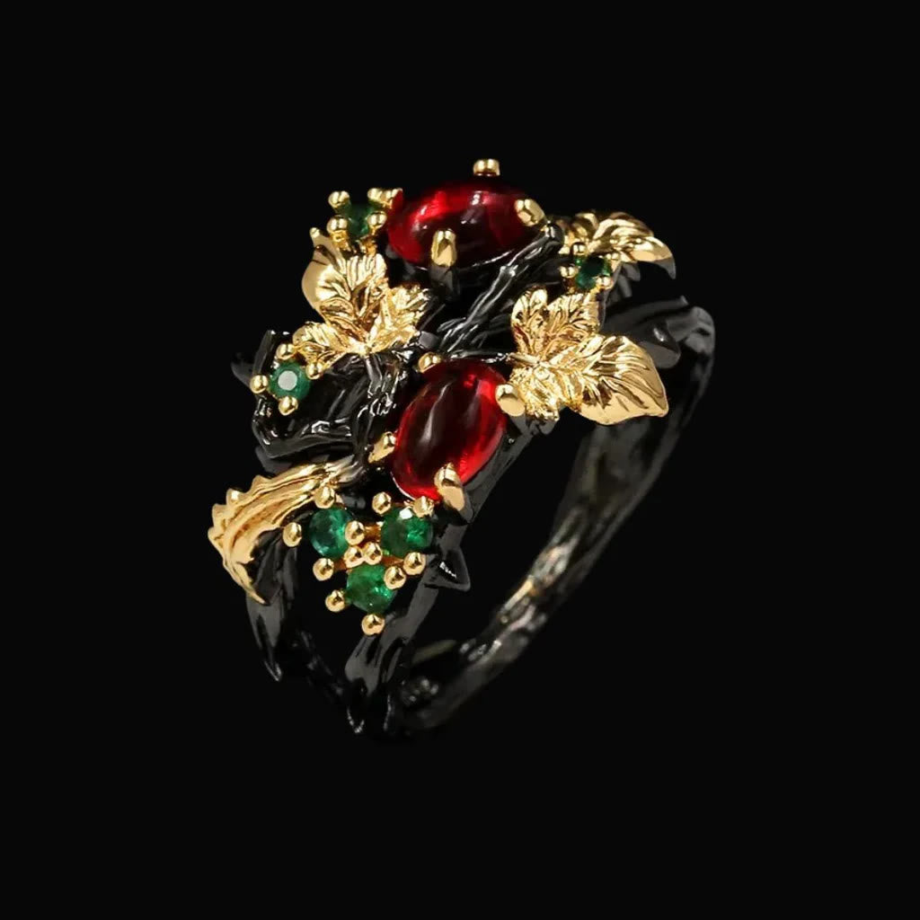 WorldNorse The Ruby Leaf Ring - UK Size T1/2 (US 10) - image 0
