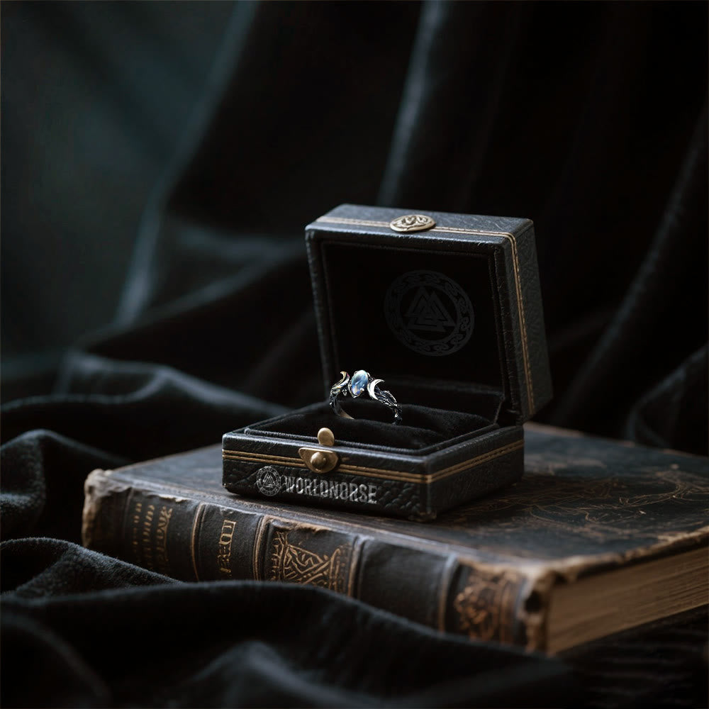 WorldNorse Moonstone Crescent Twin Moon Ring - image 5