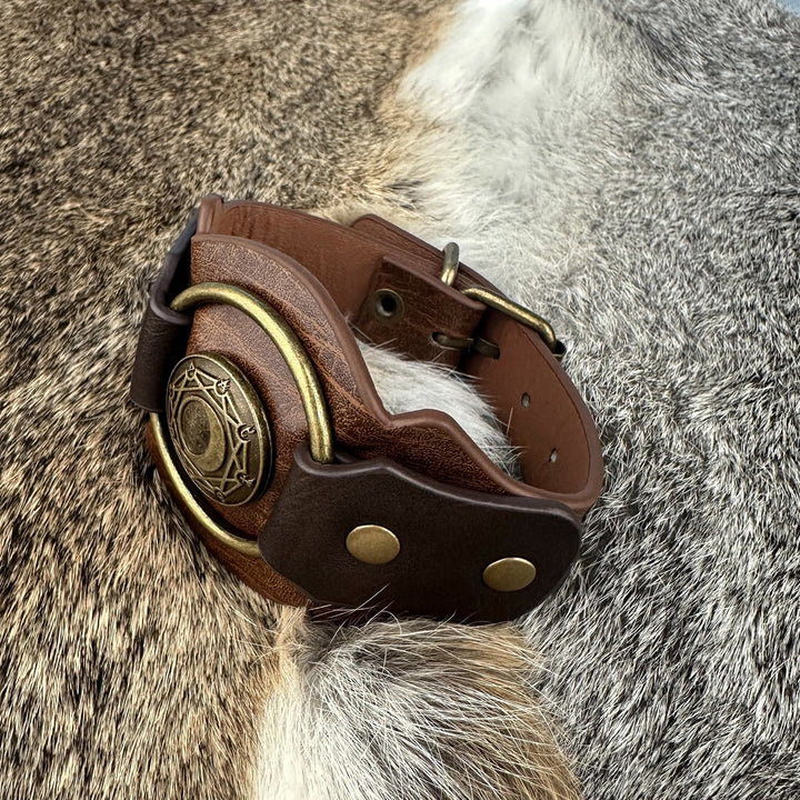 WorldNorse Retro Viking Runes Leather Cuff Bracelet - image 2