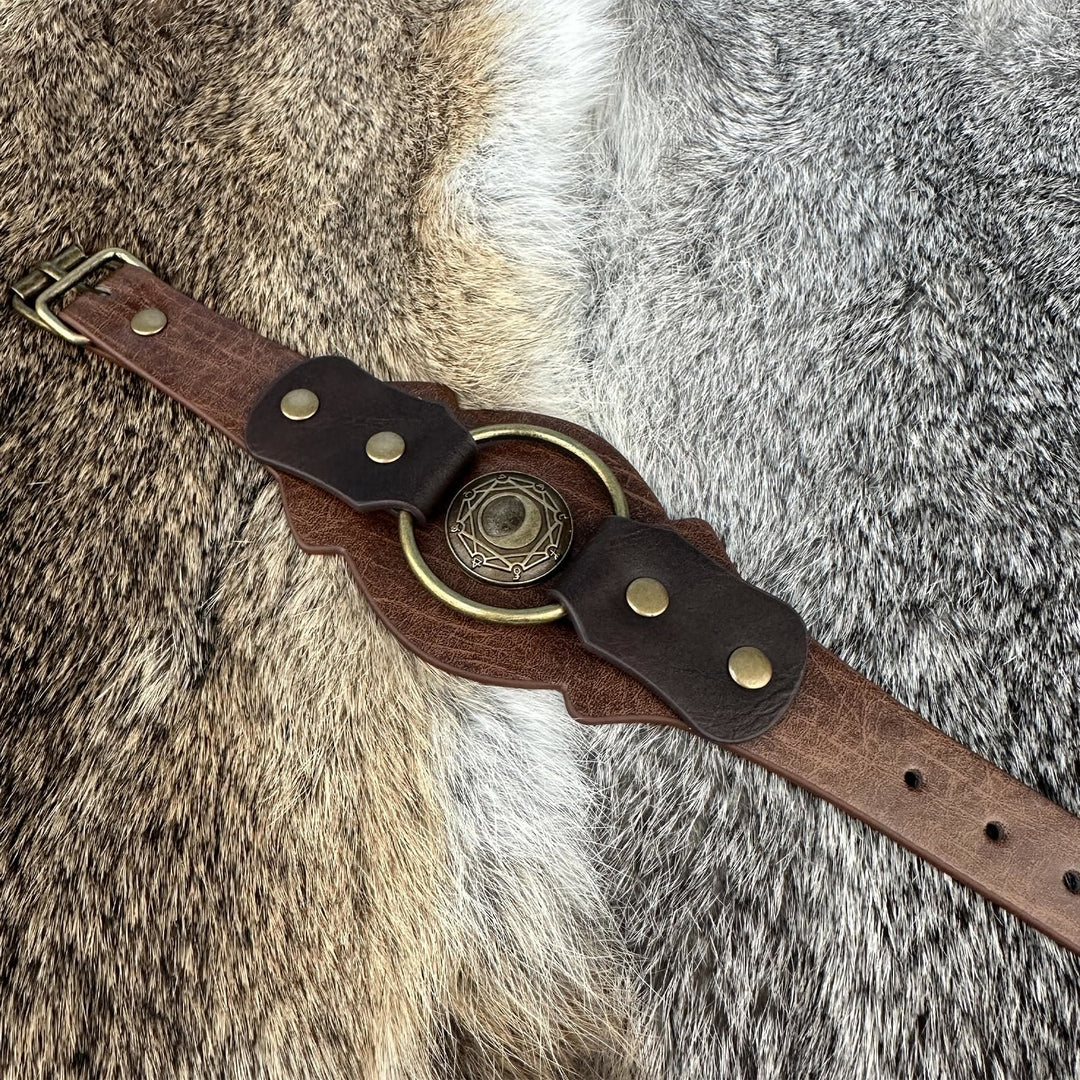 WorldNorse Retro Viking Runes Leather Cuff Bracelet - image 1