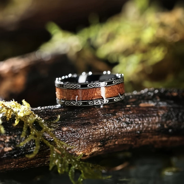 WorldNorse Celtic Knot Intertwined Wood Inlay Ring - Celtic Knot - UK Size Z（US 13) - image 0