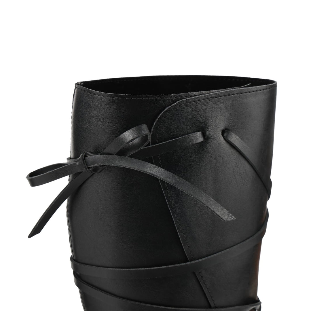 Worldnorse Women Leather Lace-up Pointed Toe Boots