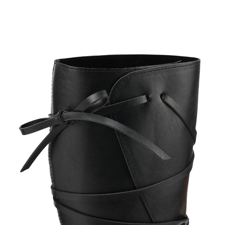 Worldnorse Women Leather Lace-up Pointed Toe Boots