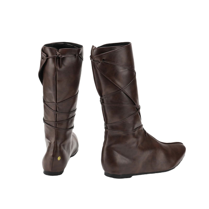 Worldnorse Women Leather Lace-up Pointed Toe Boots