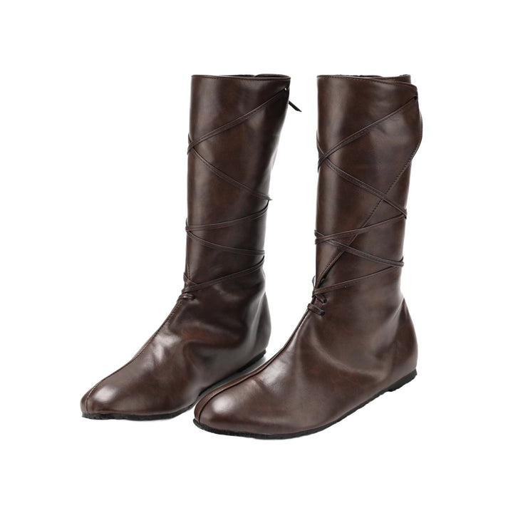 WorldNorse Women Leather Lace-up Pointed Toe Boots - Brown - 43 - image 0