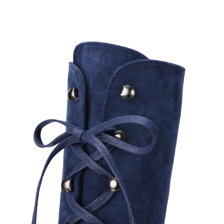 WorldNorse Women Chunky Heel Lace Up Mid Calf Boots - image 8