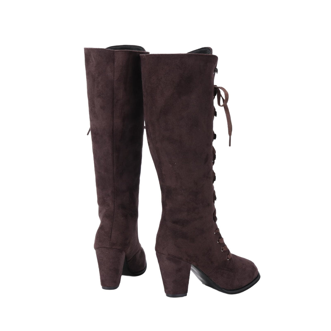 WorldNorse Women Chunky Heel Lace Up Mid Calf Boots - image 13