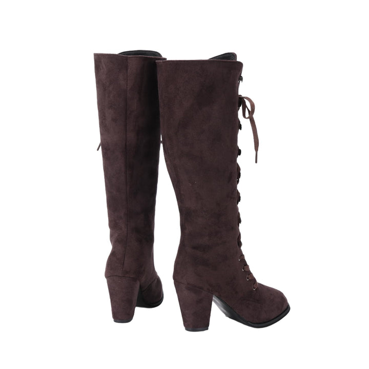 WorldNorse Women Chunky Heel Lace Up Mid Calf Boots - image 13
