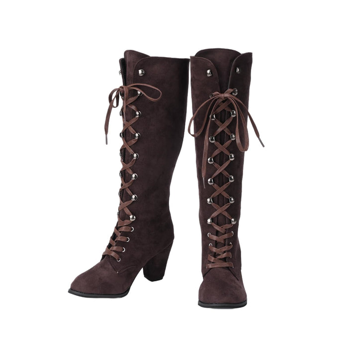 WorldNorse Women Chunky Heel Lace Up Mid Calf Boots - image 10