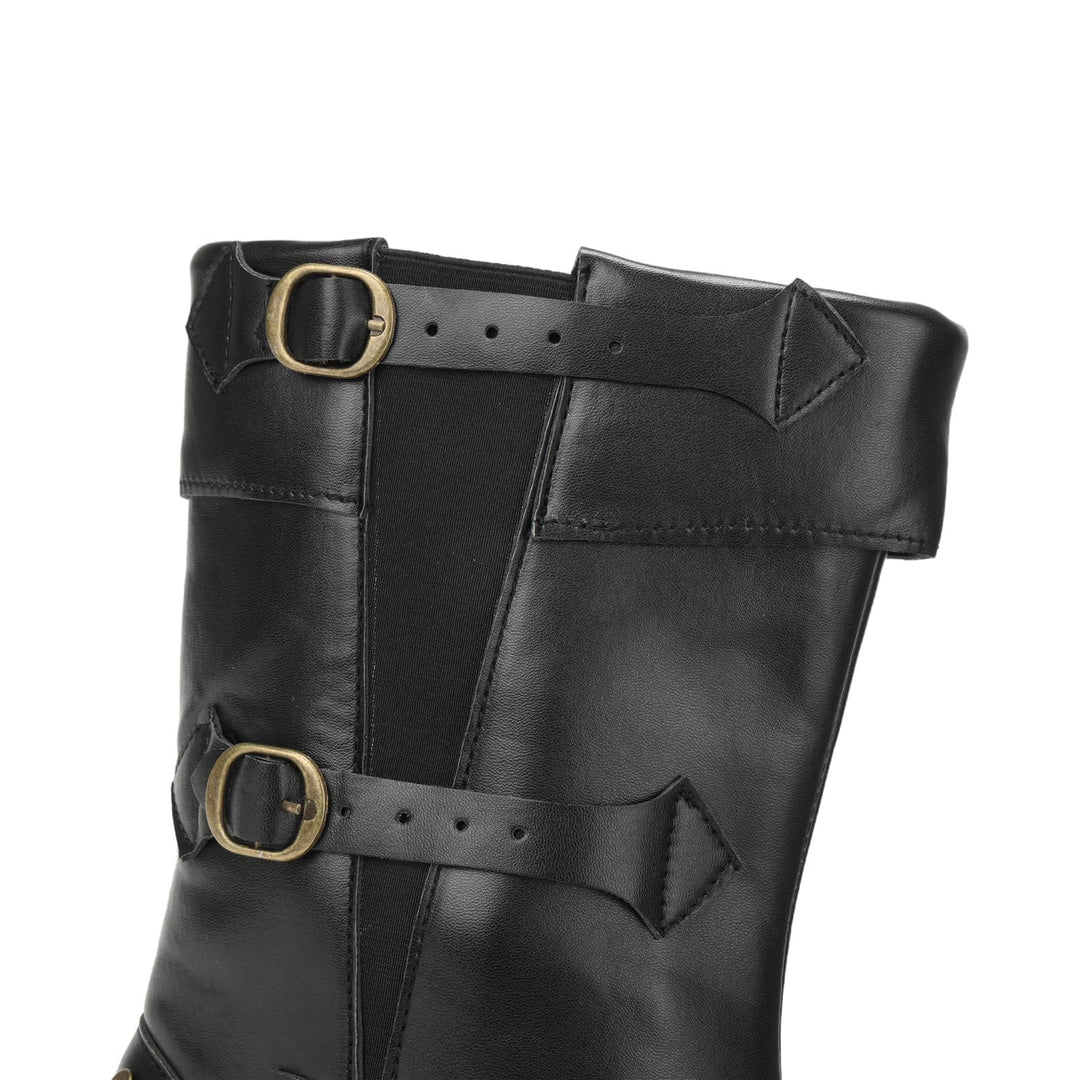 WorldNorse Men's Vintage Studded Pu Leather Boots - image 4