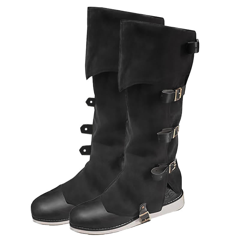 WorldNorse Viking Armor Leg Gaiters Boots Cover - Black - One Pair - image 0