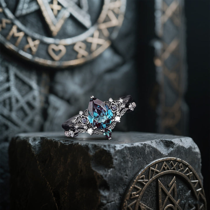 WorldNorse Nordic Floral Alexandrite Ring Set - image 4