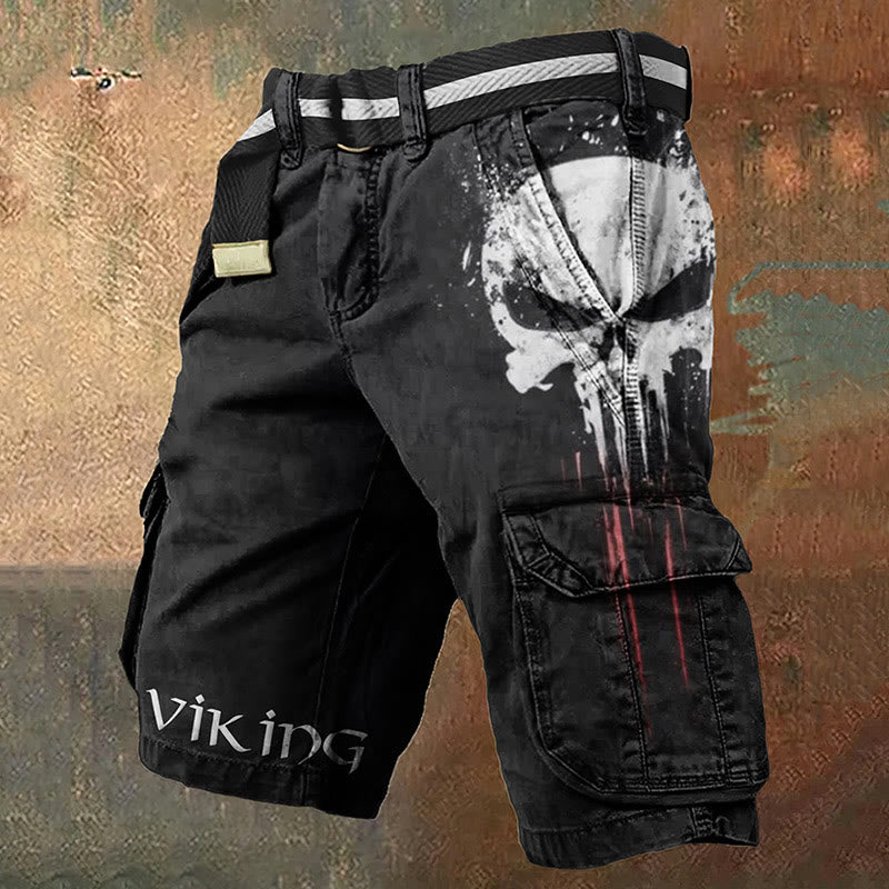 WorldNorse Skull Emblazoned Cargo Shorts - Black - US/UK/AU50，EU60 (5XL) - image 2