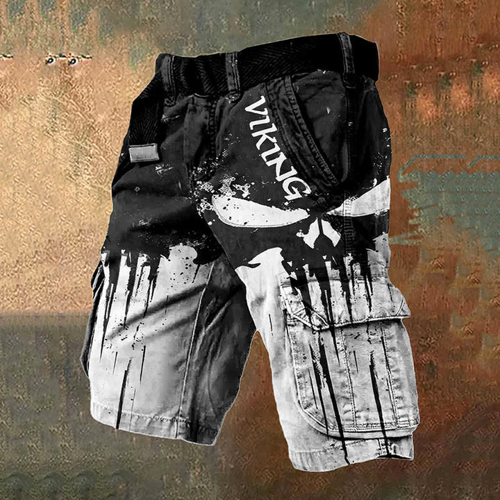 WorldNorse Black And White Gradient Skull Cargo Shorts - US/UK/AU50，EU60 (5XL) - image 1