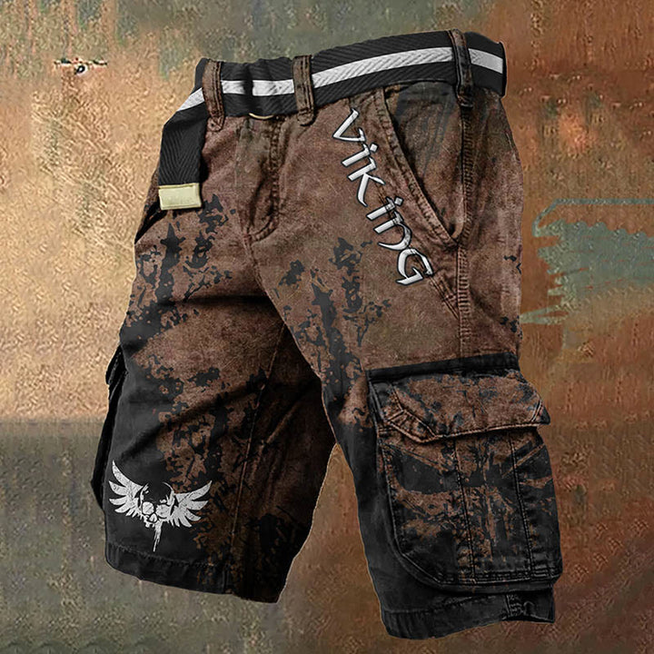 Worldnorse Black And Tan Skull Cargo Shorts