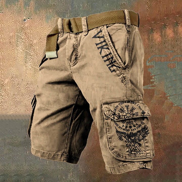 WorldNorse Raven Valknut Brown Cargo Shorts - US/UK/AU50，EU60 (5XL) - image 1