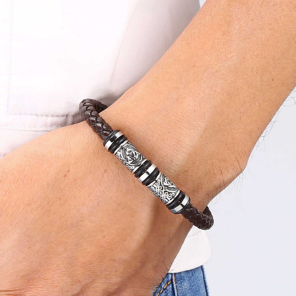 WorldNorse Vintage Celtic Knot Bead Leather Bracelet - image 12