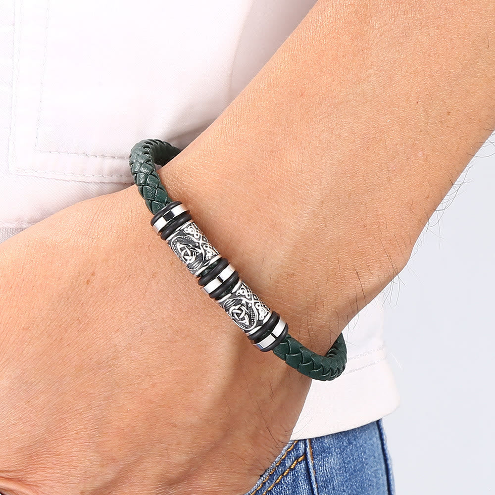 WorldNorse Vintage Celtic Knot Bead Leather Bracelet - image 11