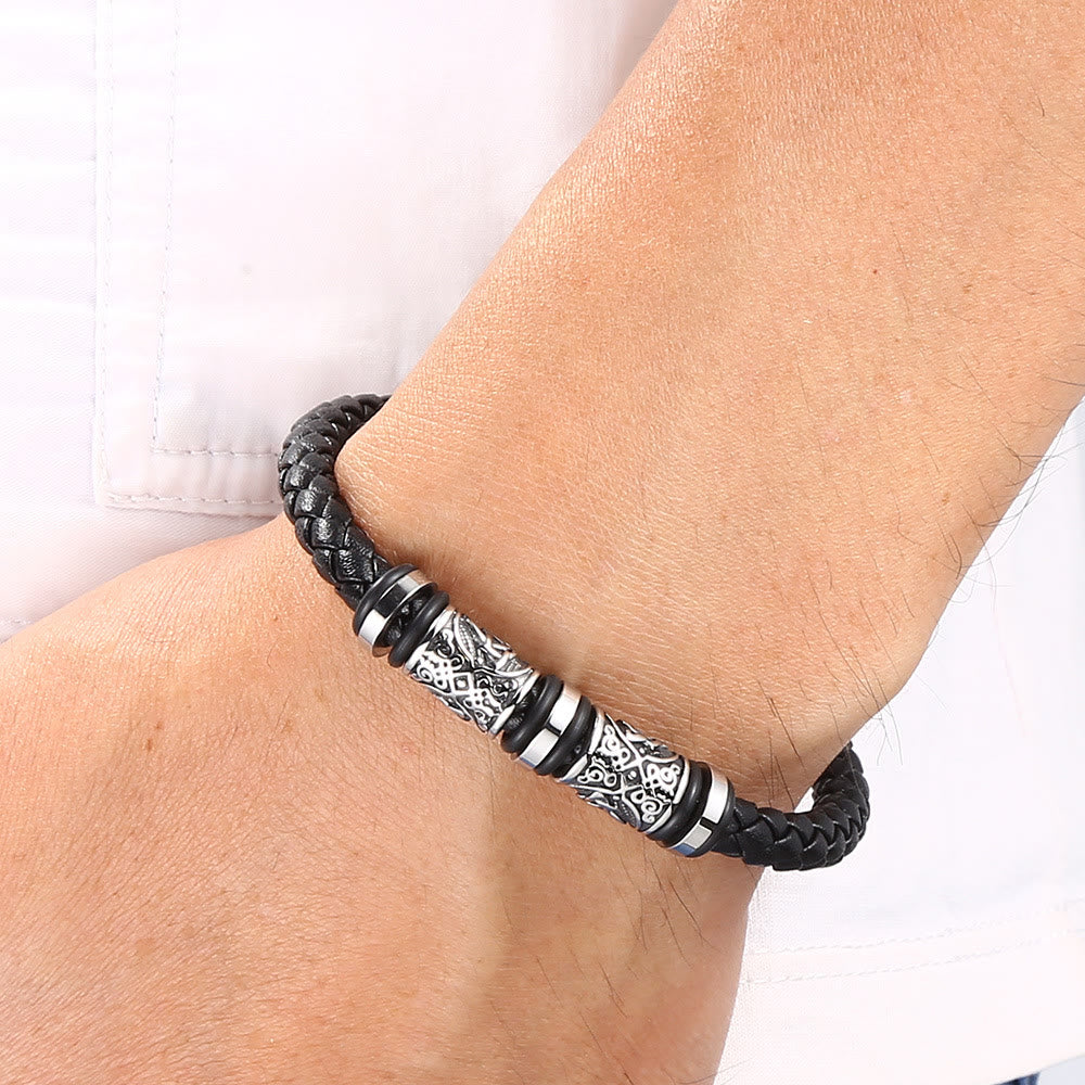 WorldNorse Vintage Celtic Knot Bead Leather Bracelet - image 5