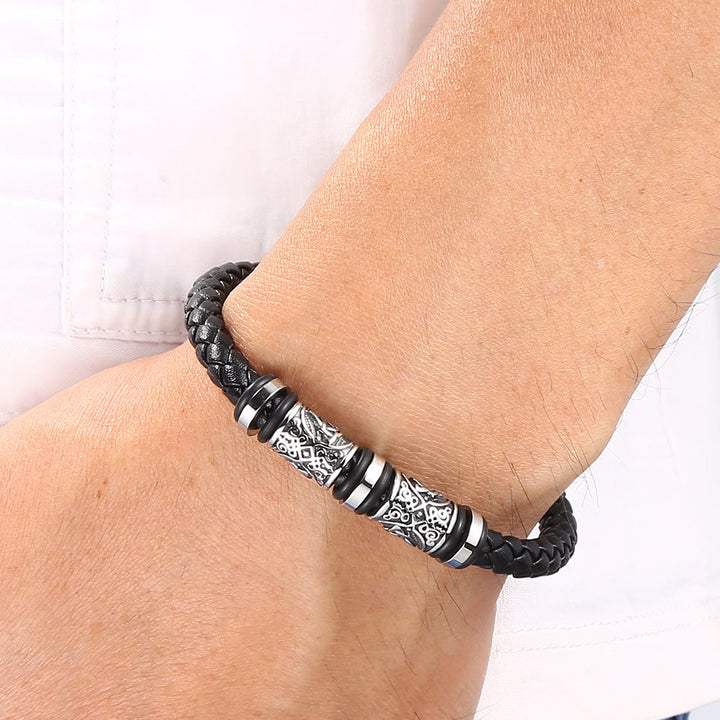 WorldNorse Vintage Celtic Knot Bead Leather Bracelet - image 5