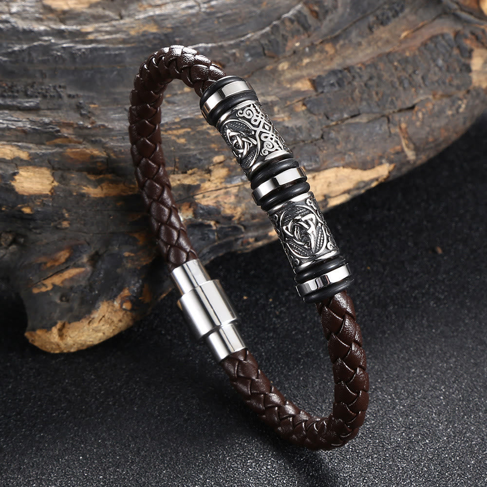WorldNorse Vintage Celtic Knot Bead Leather Bracelet - Brown - 23.5cm - image 12