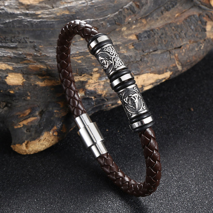WorldNorse Vintage Celtic Knot Bead Leather Bracelet - Brown - 23.5cm - image 12