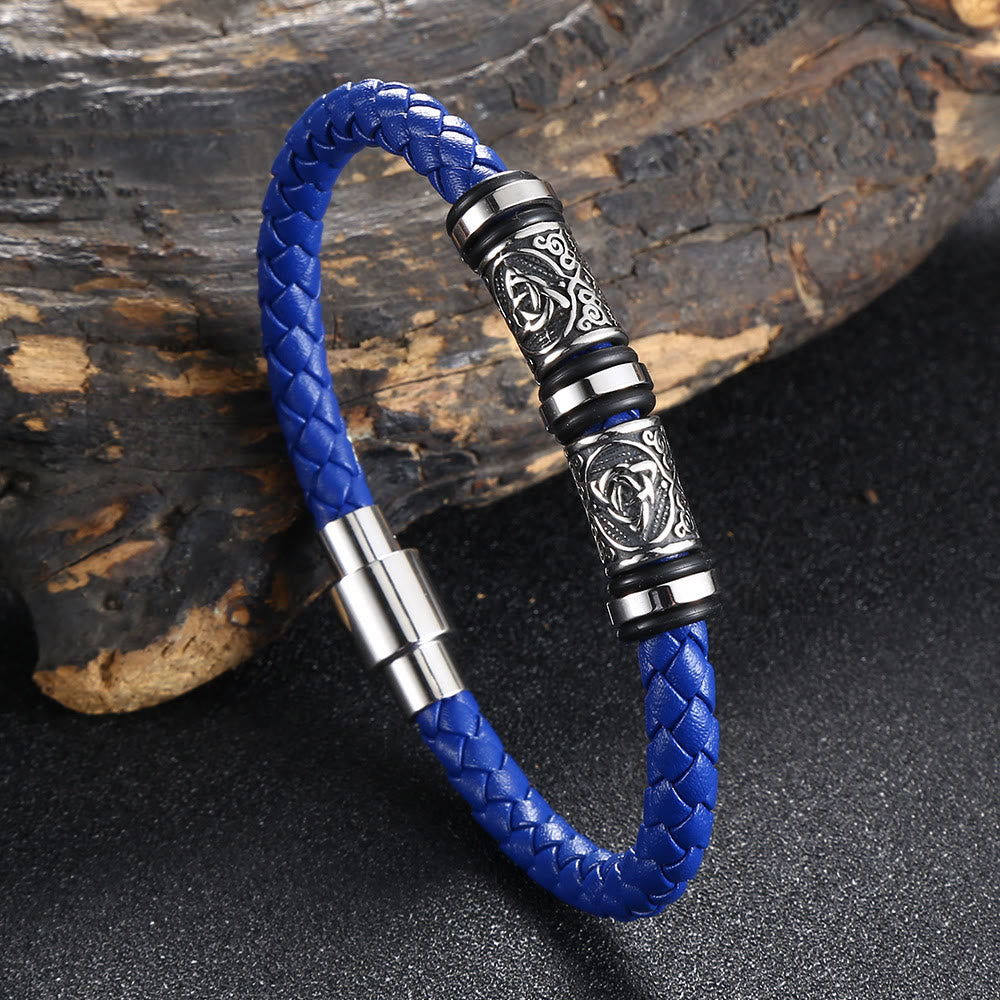WorldNorse Vintage Celtic Knot Bead Leather Bracelet - Blue - 23.5cm - image 8