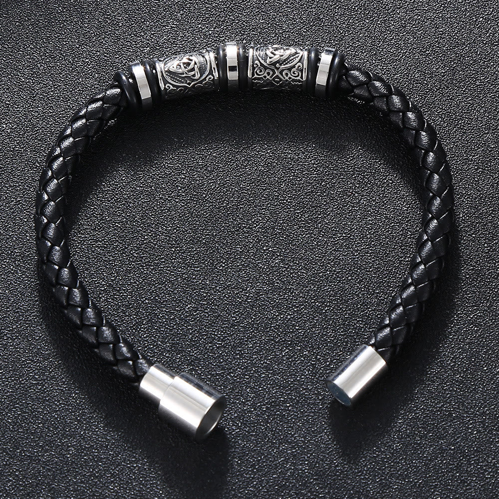 WorldNorse Vintage Celtic Knot Bead Leather Bracelet - image 4