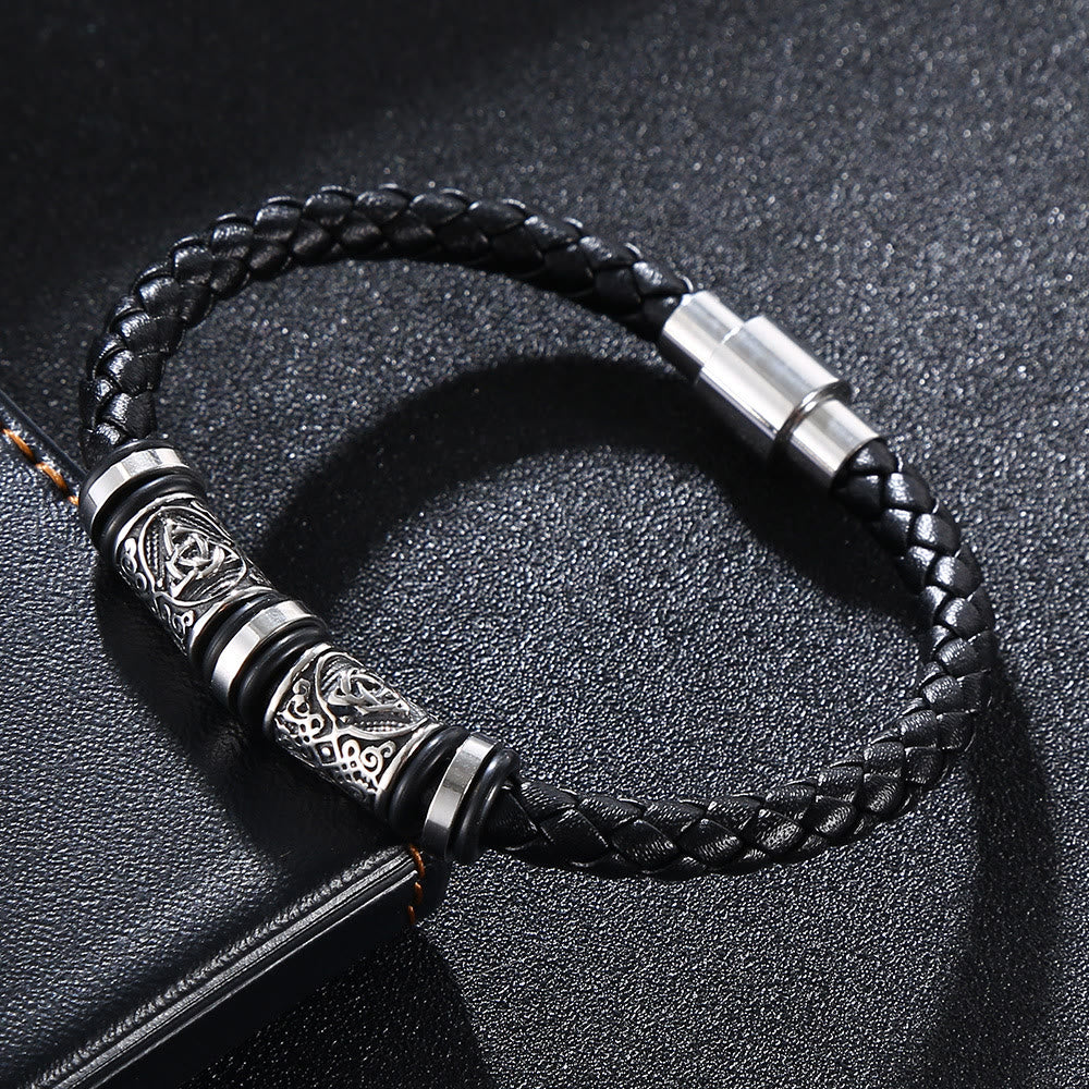 WorldNorse Vintage Celtic Knot Bead Leather Bracelet - image 2