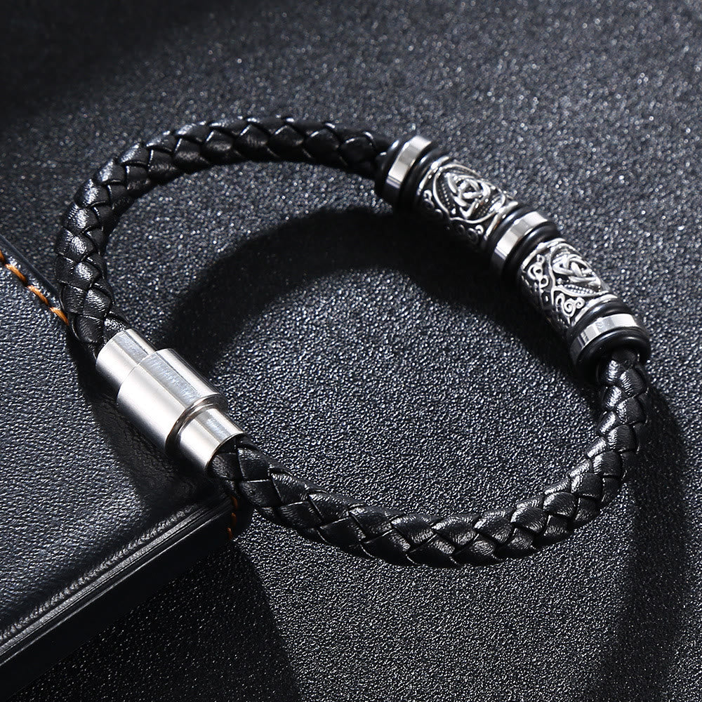 WorldNorse Vintage Celtic Knot Bead Leather Bracelet - image 2