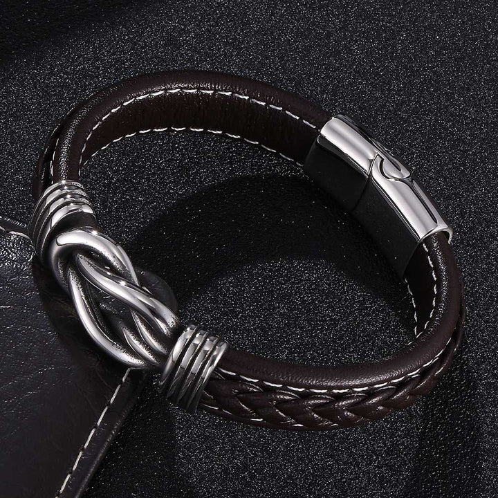 WorldNorse Men's Infinity Knot Leather Bracelet - Brown - 23.5cm - image 6