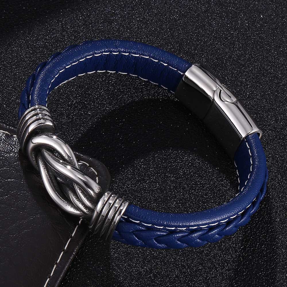 WorldNorse Men's Infinity Knot Leather Bracelet - Blue - 23.5cm - image 4