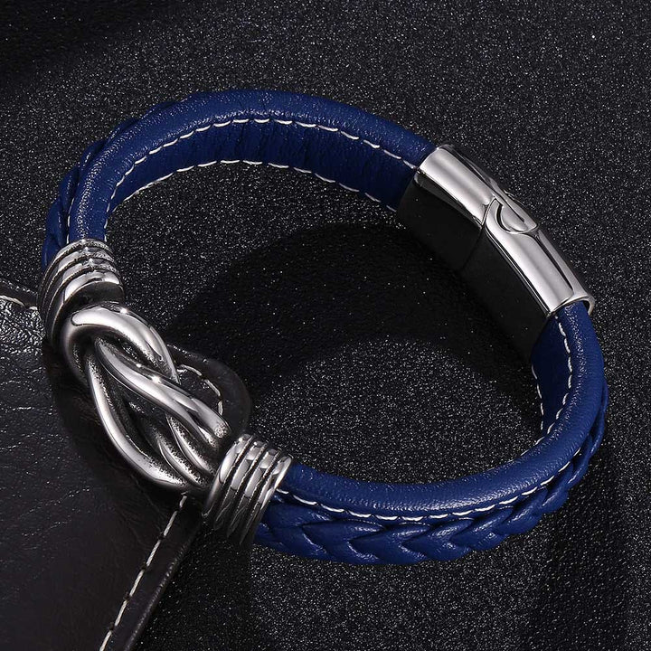 WorldNorse Men's Infinity Knot Leather Bracelet - Blue - 23.5cm - image 4