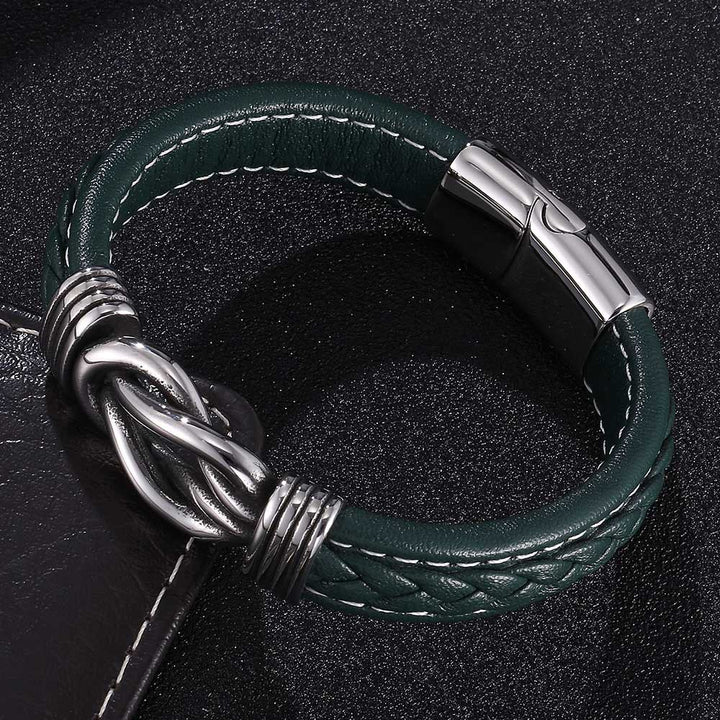 WorldNorse Men's Infinity Knot Leather Bracelet - Green - 23.5cm - image 0