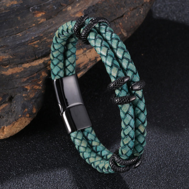WorldNorse Dragon Claw Double Layer Bracelet - Green & Black - 23.5cm - image 18