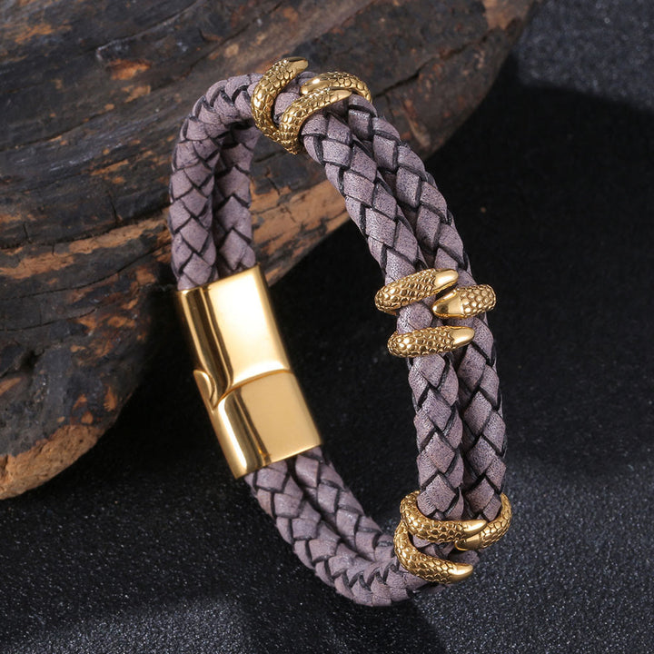 WorldNorse Dragon Claw Double Layer Bracelet - Gray & Gold - 23.5cm - image 9
